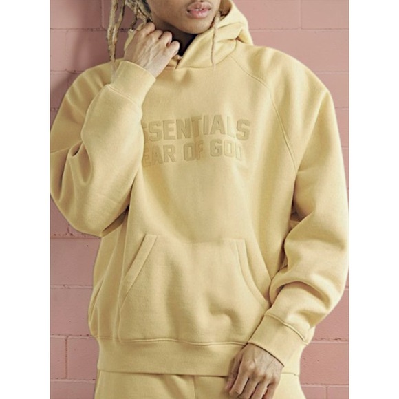 Fear of God Essentials Other - Fear of‎ God Essentials Hoodie Butter Yellow Embossed Logo Streetwear Sweatshirt